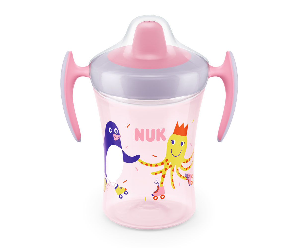 Детска неразливаща се тренировъчна пластмасова чаша с мек накрайник Nuk Evolution Trainer Cup, 230мл, момиче, 6м+ 10255609