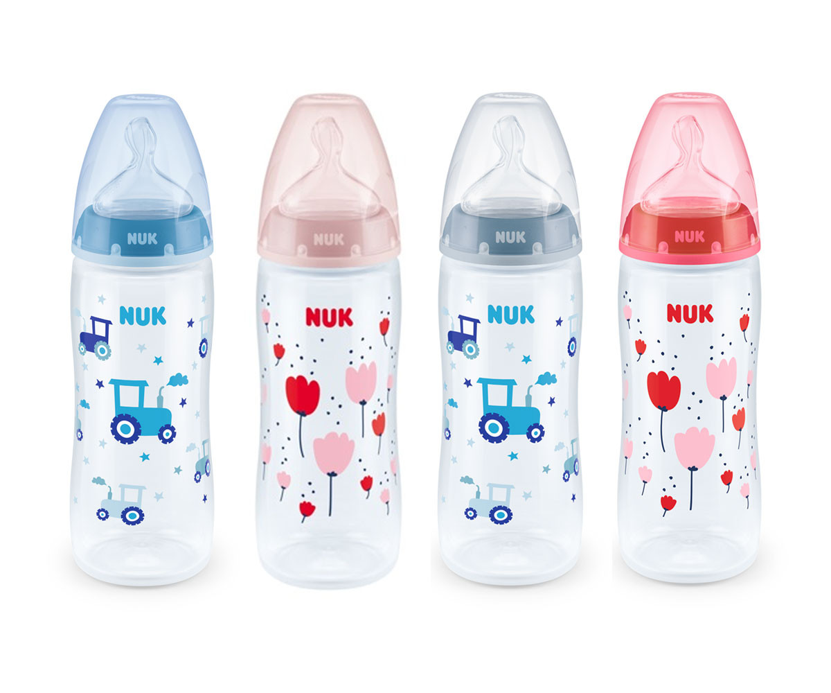 Бебешко шише за вода Нук First Choice Temperature control, 360 мл, силикон XL , асортимент