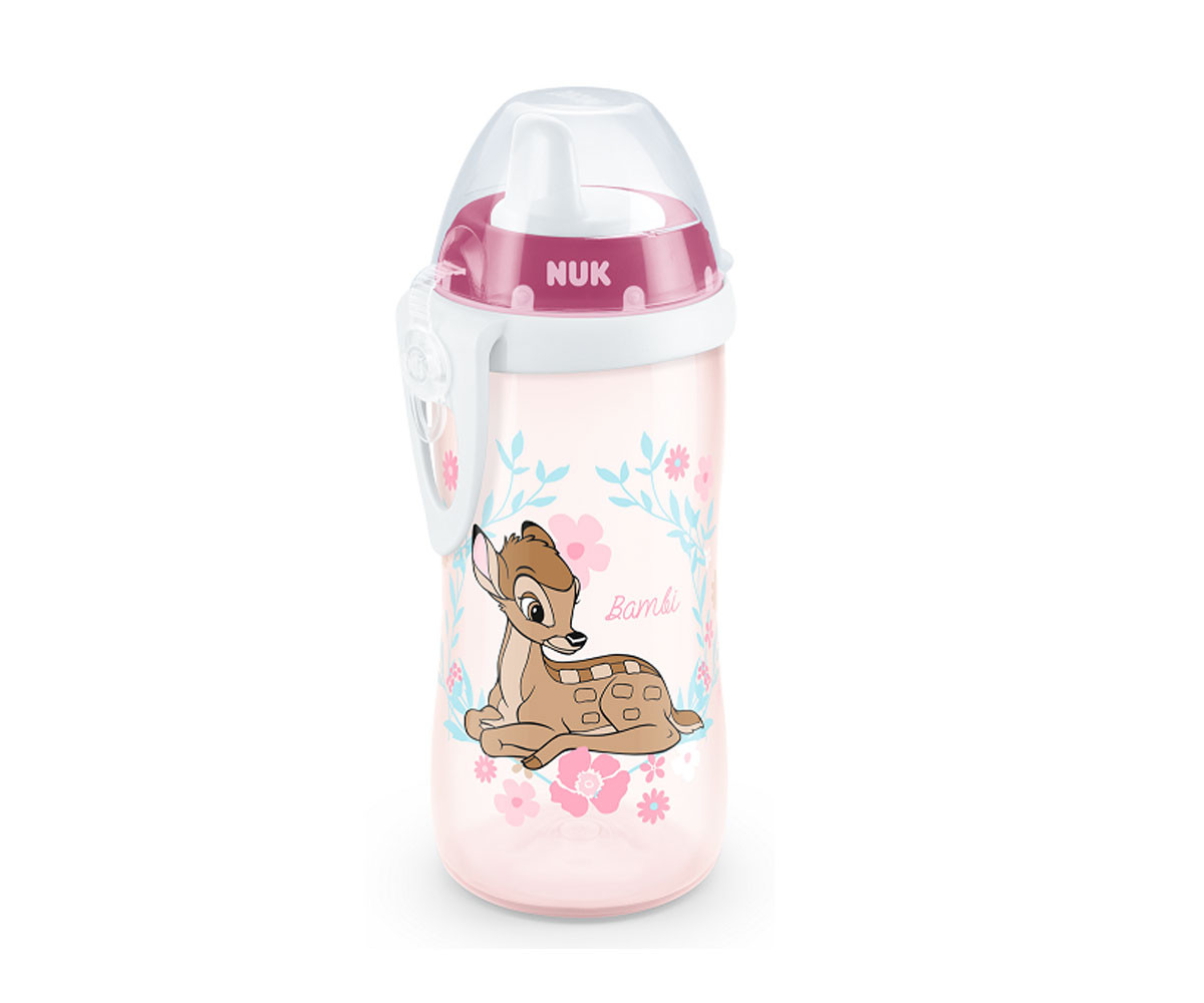 Бебешко шише за вода Нук Kiddy Cup Bambi, 300 мл, с твърд накрайник, 12м