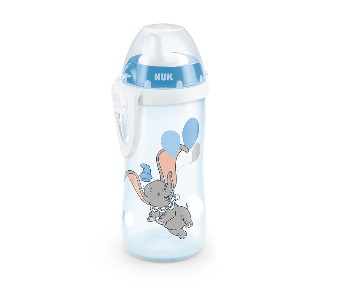 Бебешко шише за вода Нук Kiddy Cup Dumbo, 300 мл, с твърд накрайник, 12м