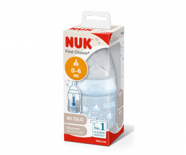 Стъклено шише Nuk Nature Sense, 120 мл, силиконов биберон ,0-6м S, softer 10747122