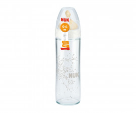 Бебешко стъклено шише за мляко и вода Nuk New Classic, каучук, 240мл 10745079
