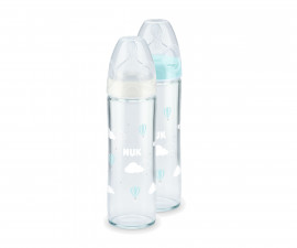 Бебешко стъклено шише за мляко и вода Nuk New Classic, силикон, 240мл 10745080