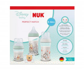 Подаръчен комплект пластмасови шишета за новородено бебе Nuk Perfect Match Temperature Control, Disney Мечо Пух 10225354