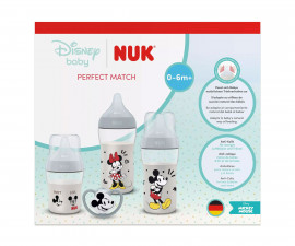 Подаръчен комплект пластмасови шишета за новородено бебе Nuk Perfect Match Temperature Control, Disney Мики и Мини Маус 10225355