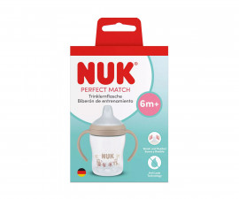 Бебешко пластмасово шише със силиконов накрайник за сок Nuk Perfect Match, 150 мл, 6м+, Маймуна, бежово 10215381