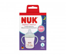 Бебешко пластмасово шише със силиконов накрайник за сок Nuk Perfect Match, 150 мл, 6м+, Glow in the Dark Зайче, момиче 10215387