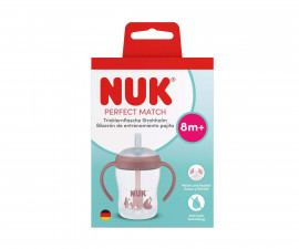 Детско шише със силиконова сламка и дръжки Nuk Perfect Match, 150 мл, 8м+, Мечка, момиче 10215402