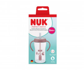 Детско шише със силиконова сламка и дръжки Nuk Perfect Match, 260 мл, 8м+, Мечка, момиче 10216319