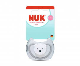Ортодонтска силиконова залъгалка Nuk Perfect Match Air, 1 брой, с кутийка, 6-18м, Полярна мечка 10176341