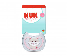 Ортодонтска силиконова залъгалка Nuk Perfect Match Air, 1 брой, с кутийка, 6-18м, Коте 10176342