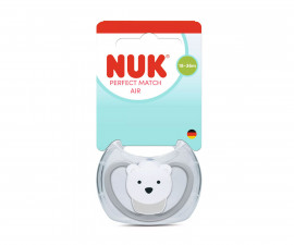 Ортодонтска силиконова залъгалка Nuk Perfect Match Air, 1 брой, с кутийка, 18м+, Полярна мечка 10177225
