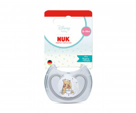 Ортодонтска силиконова залъгалка Nuk Perfect Match Air, 1 брой, с кутийка, 6-18м, Мечо Пух, сив 10176355
