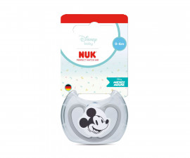 Ортодонтска силиконова залъгалка Nuk Perfect Match Air, 1 брой, с кутийка, 0-6м, Мики, сив 10175369