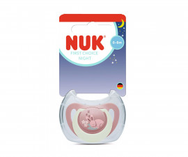 Ортодонтска силиконова залъгалка Nuk First Choice, 1 брой, с кутийка, 0-6м, Night Заек 10175392