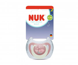 Ортодонтска силиконова залъгалка Nuk First Choice, 1 брой, с кутийка, 18+м, Night Заек 10177259
