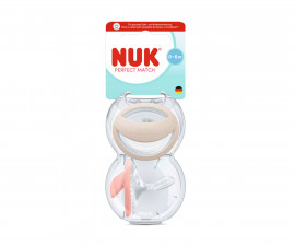 Ортодонтски силиконови залъгалки Nuk Perfect Match, 2 броя, 0-6м, с кутийка, Mommy Feel бежово/розово 10175337