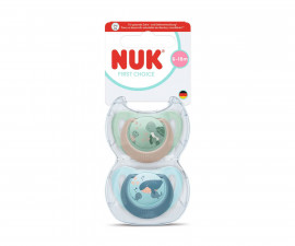 Ортодонтски силиконови залъгалки Nuk First Choice, 2 броя, с кутийка, 6-18м, Костенурка/Кит, момче 10176367