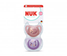 Ортодонтски силиконови залъгалки Nuk First Choice, 2 броя, с кутийка, 6-18м, Маймуна/Кенгуру, момиче 10176368