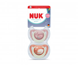 Ортодонтски силиконови залъгалки Nuk First Choice, 2 броя, с кутийка, 6-18м, Night Заек/Овца, момиче 10176376