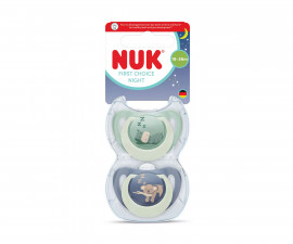 Ортодонтски силиконови залъгалки Nuk First Choice, 2 броя, с кутийка, 18+м, Night Хипо/Коала, момче 10177255