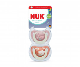 Ортодонтски силиконови залъгалки Nuk First Choice, 2 броя, с кутийка, 18+м, Night Заек/Овца, момиче 10177256