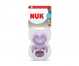 Ортодонтски силиконови залъгалки Nuk First Choice, 2 броя, с кутийка, 0-6м, Day&Night, момиче 10175397