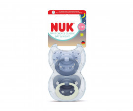 Ортодонтски силиконови залъгалки Nuk First Choice, 2 броя, с кутийка, 6-18м, Day&Night, момче 10176383