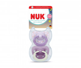 Ортодонтски силиконови залъгалки Nuk First Choice, 2 броя, с кутийка, 6-18м, Day&Night, момиче 10176384