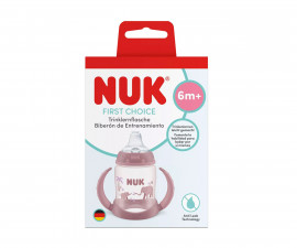 Бебешко шише Nuk First Choice Temperature control, 150мл със силиконов накрайник за сок, 6м, слон розов 10215437