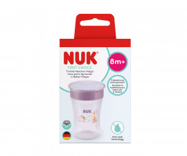 Неразливаща се тренировъчна чаша за пиене на вода Nuk First Choice Magic Cup, 230 мл, 8м, Кенгуру, розова 10255743