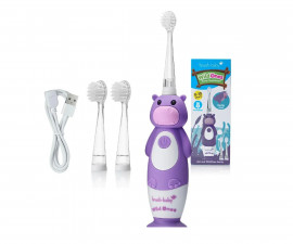 BrushBaby BRB236 - WildOnes™ Hippo Kids Electric Rechargeable Toothbrush