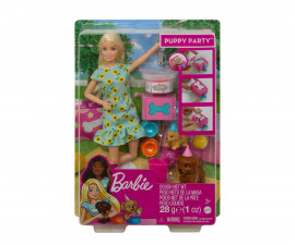 Детска играчка модни кукли Barbie GXV75 - Игрален комплект: Парти с кученца