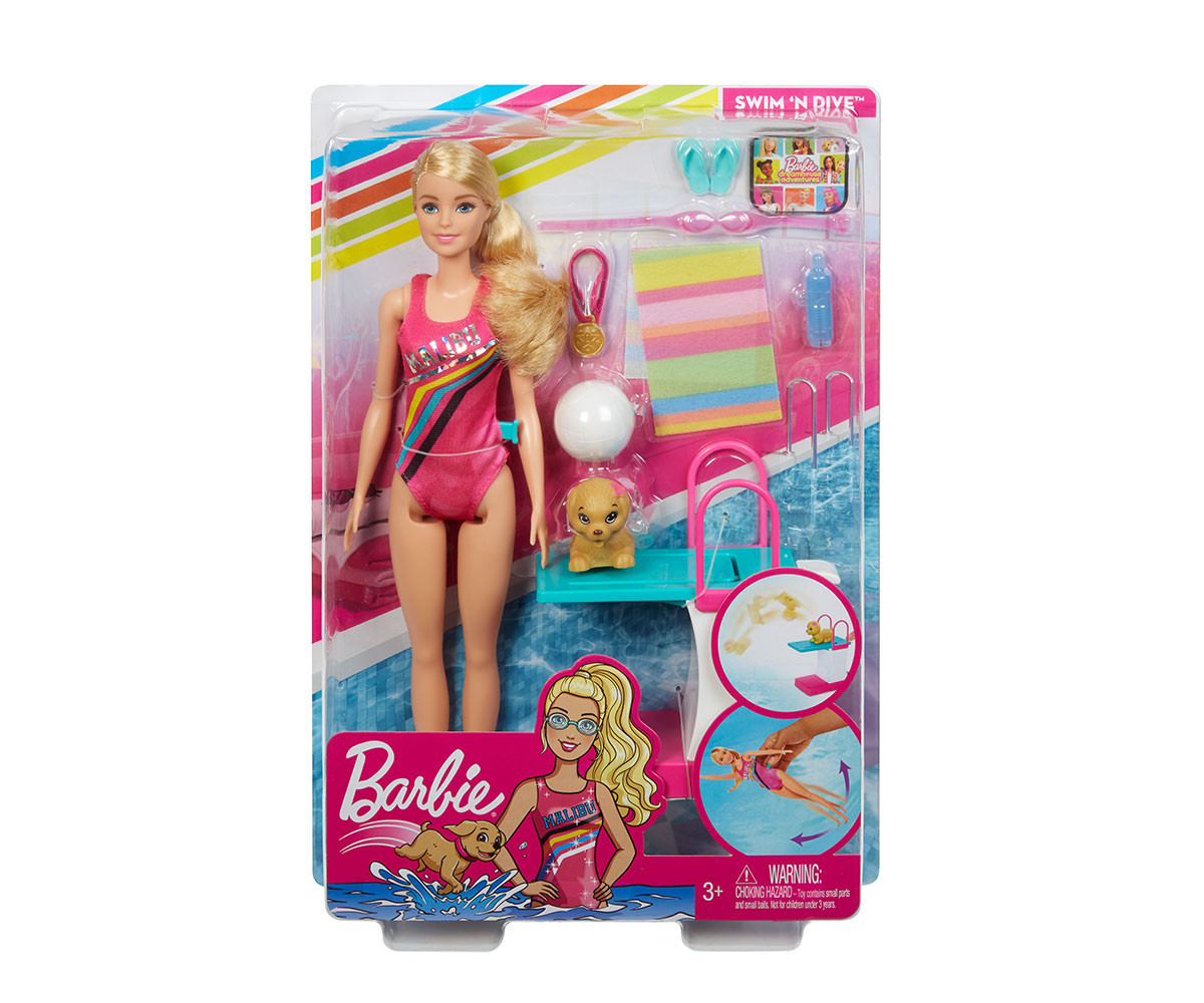 Игрален комплект кукла Barbie - Барби на път: Плувкиня GHK23
