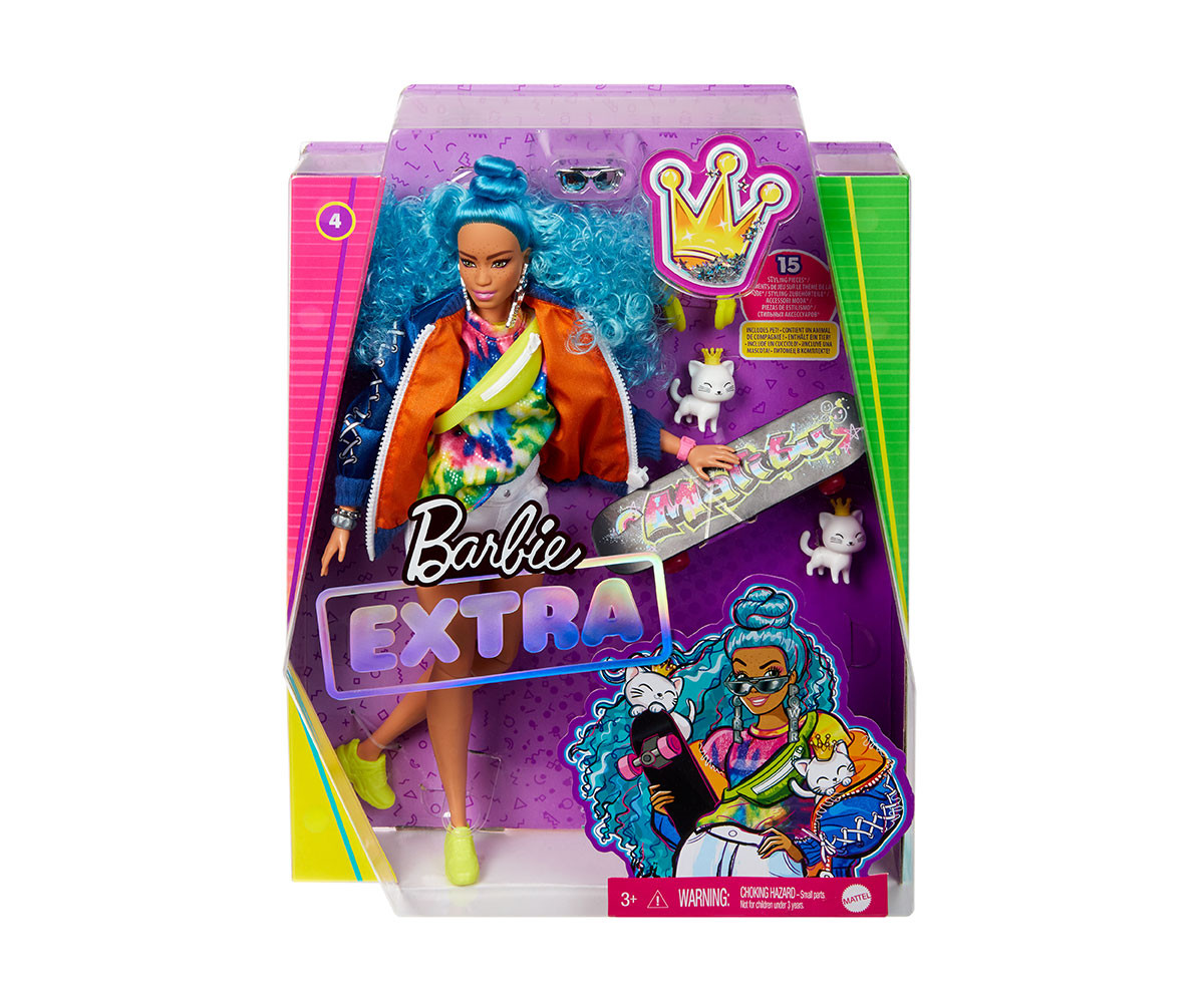 Игрален комплект кукла Barbie - Екстра: Синя къдрава коса GRN30