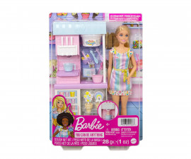 Кукла Barbie - Комплект магазин за сладолед HCN46