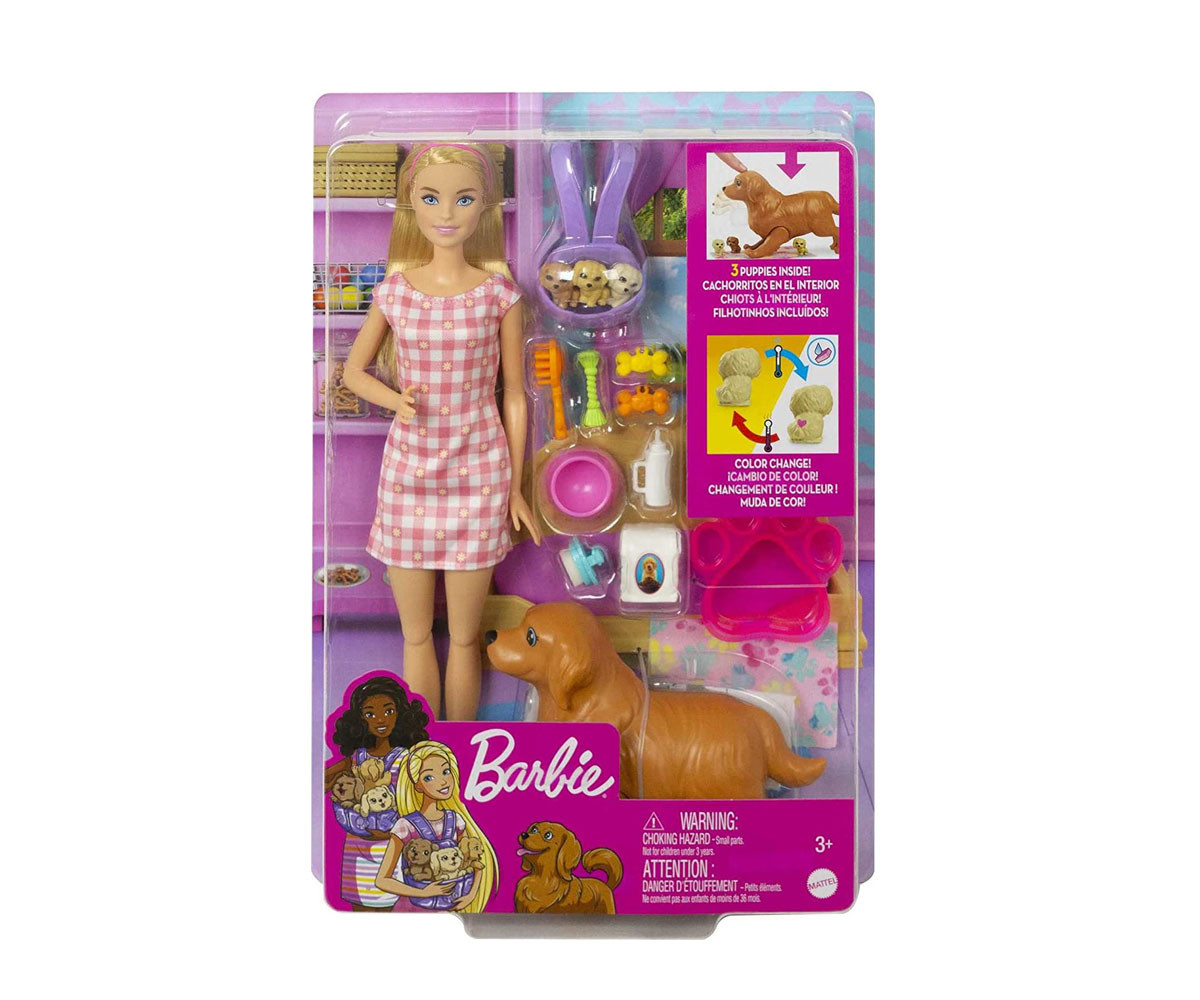 Кукла Barbie - Комплект с куче и новородени кученца HCK75