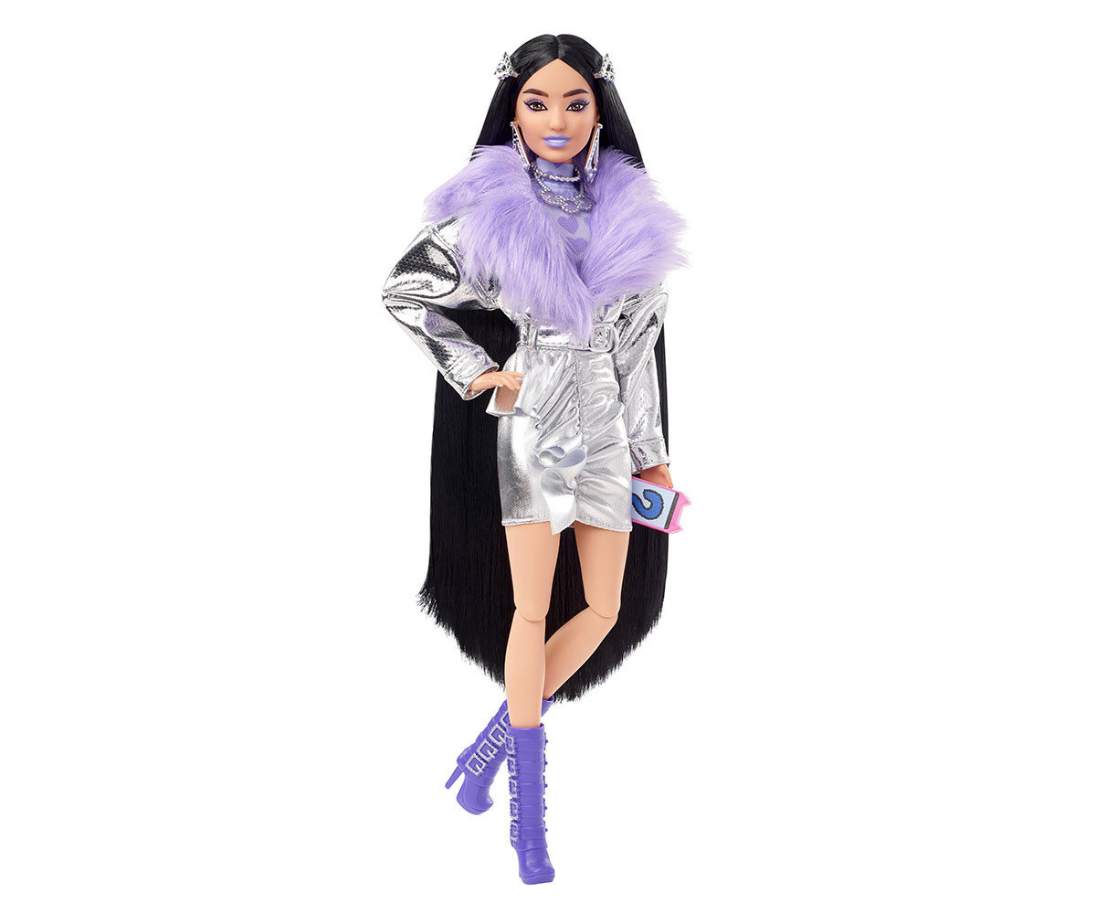 Игрален комплект за деца Кукла Barbie - Екстра: Кукла с лилава кожена яка и ботуши HHN07