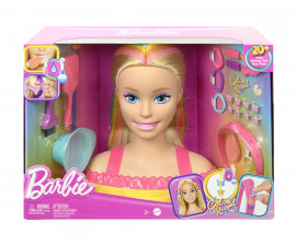 Кукла Barbie - Глава на Барби за оформяне на прически с неонови кичури HMD78
