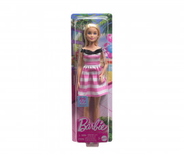 Barbie - Колекционерска кукла: 65-та годишнина, рокля с бели и розови райета HTH66