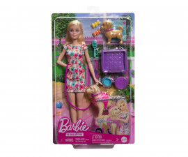 Кукла Barbie - Игрален комплект: На разходка с кученце HTK37