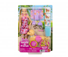 Игрален комплект за деца с кукла Barbie и с кученце на сутрешна разходка JJB46