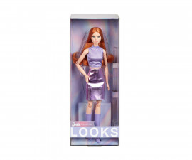 Игрален комплект за деца с кукла Barbie - Модерна Барби с червена коса и лилав тоалет Mattel HRM12