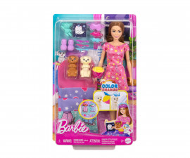 Игрален комплект за деца с кукла Barbie - Пижамено парти за кученцето на Барби HXN01