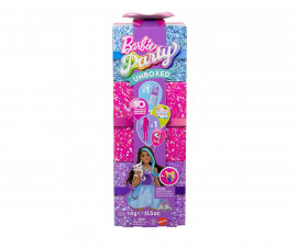 Игрален комплект за деца с кукла Barbie - Color Reveal: Серия парти Барби в затворена опаковка, лилава JFY66