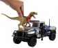 Играчка динозавър за момчета от филма Джурасик свят - Комплект за игра с камион, фигура на човек и динозавър HKY13 thumb 6