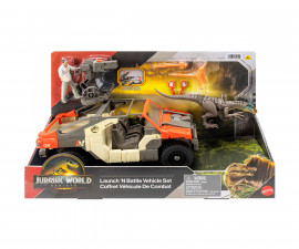 Играчка динозавър за момчета от филма Джурасик свят - Комплект за игра с превозно средство и динозавър JGB59