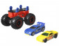 Игрален комплект за деца Hot Wheels - Голямо бъги Monster с 2 колички Хот Уилс, Червено бъги с жълта и синя количка GWW13 thumb 2