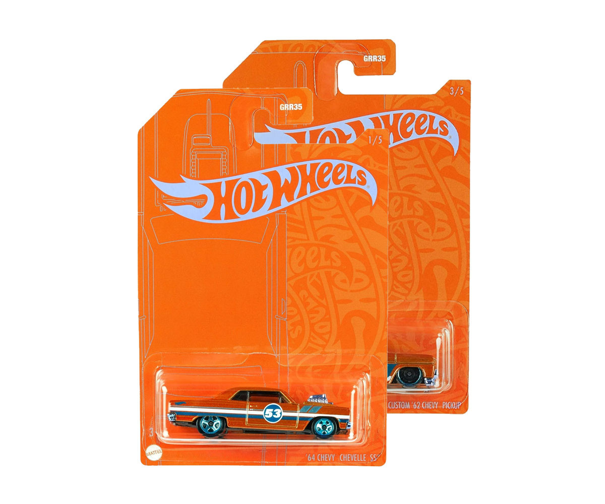 Количка за момчета Hot Wheels - Mетална количка оранжево и синьо, асортимент GRR35