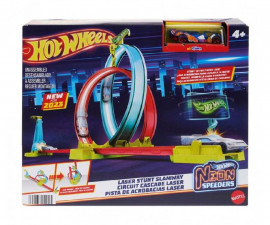 Комплект за игра за момчета Hot Weels Neon Speeders - Комплект писта с лазерни каскадьорски колички HPC05